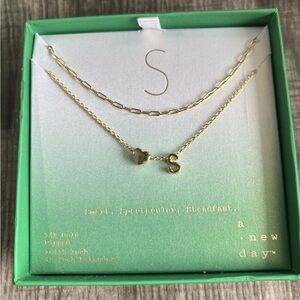 A New Day Gold Womens Initial Necklace S Heart 14K Gold Dipped Layered Chain